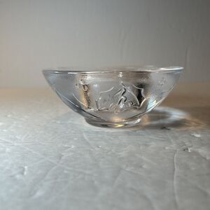 Orrefors Sweden Crystal Holly Days Christmas Votive Candle Holder Holiday